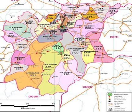 map of osun state